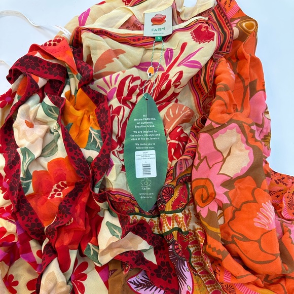 NWT FARM Rio Forest Mixed Scarves Midi Dress - Picture 3 of 8
